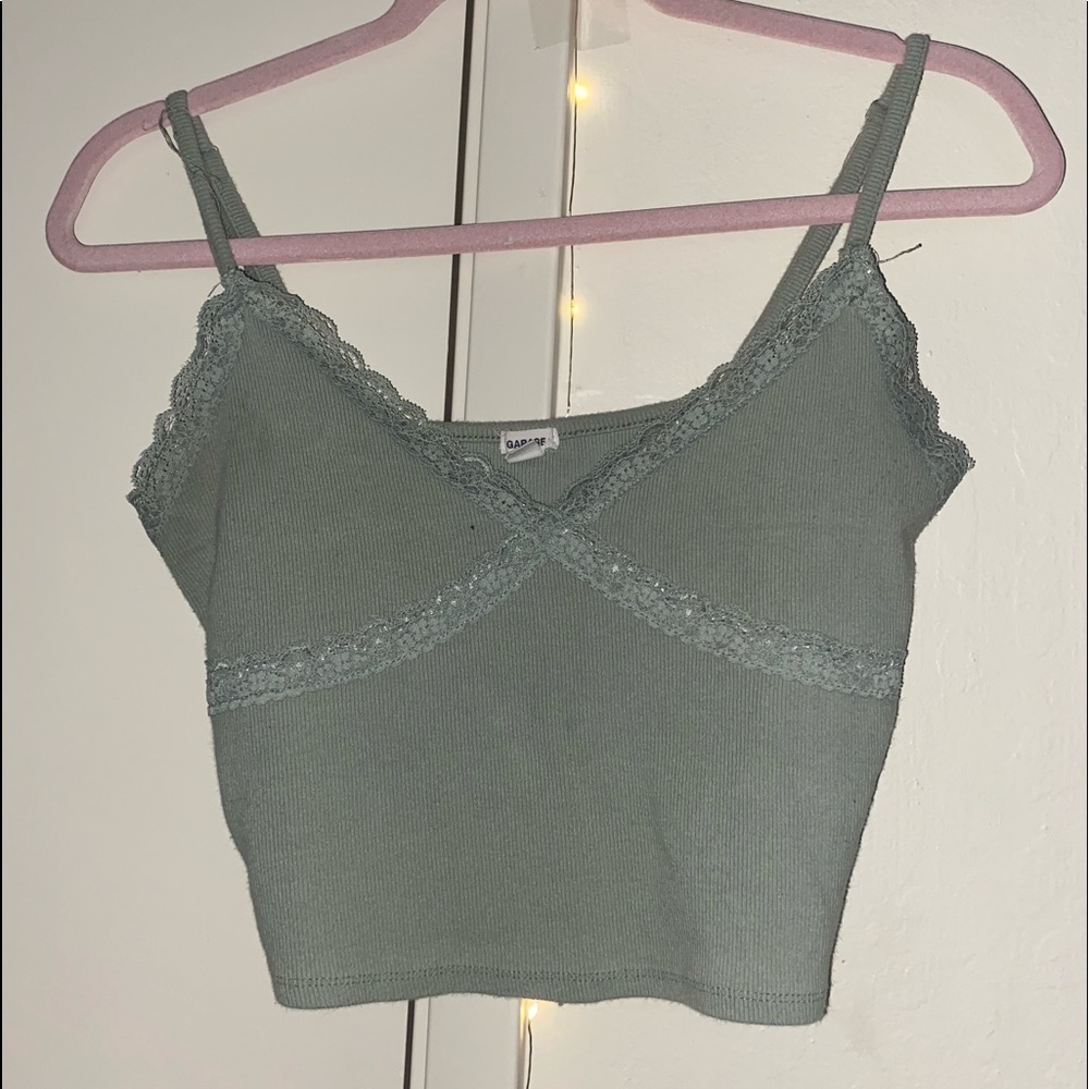 GARAGE Green Lace Cami Crop Top